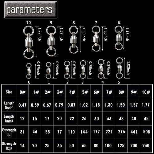 AMYSPORTS Ball Bearing Swivels Connector High Strength Stainless Steel Solid Welded Rings Barrel Swivels Saltwater Freshwater Fishing 25pcs 31lbs