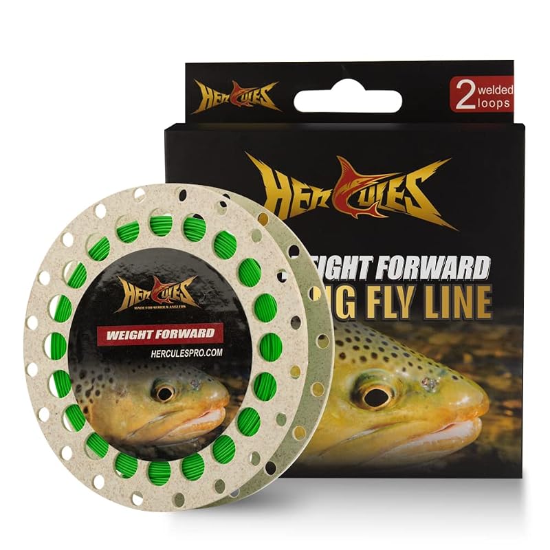 Grass Green WF5F 100ft Floating Fly Line with Double Welded Loop, HERCULES