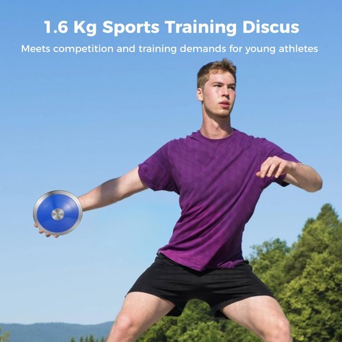 Tideme 2 PCS 1.6 Kg Sports Training Discus, Track and Field Discus for High School Boys Girls, Reliable Nylon-Iron Built, Easy-to-Grip Anti-Slip Polished Finish, Sports Practice Discus, Blue
