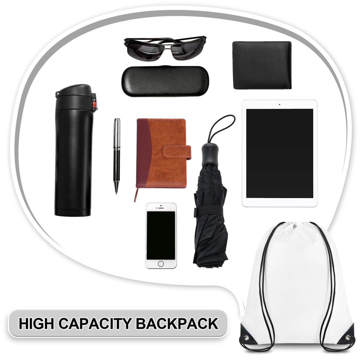 Grneric Drawstring Backpack Bulk 28 PCS Drawstring Bags String Backpack Cinch Bag Sackpack for Men Women Gym (White)