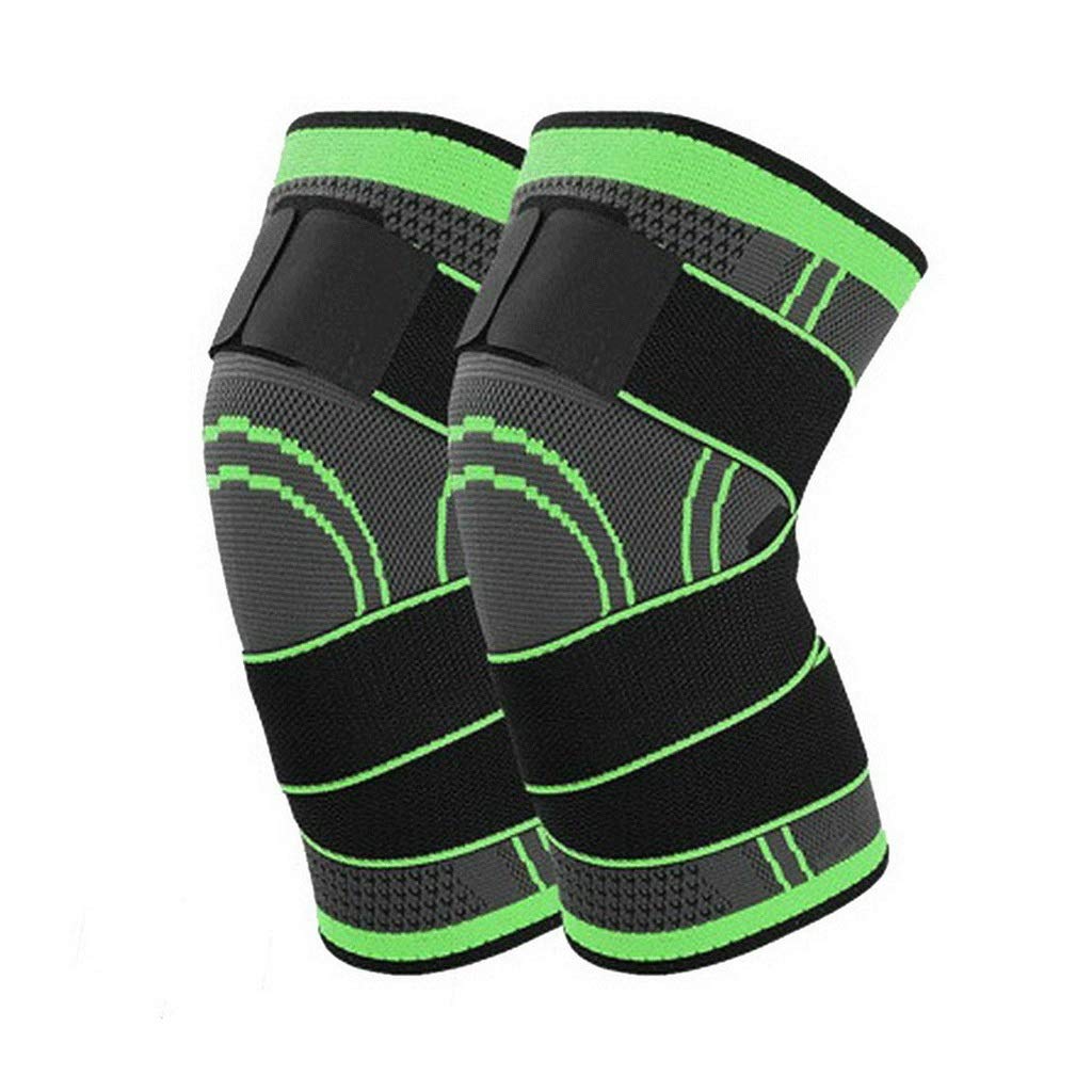 1 Pair Elastic Bandage Pressurized Knee Pads for Men Women Fitness Sports Kneepads Running Cycling Knee Support Brace Protector(D,M)