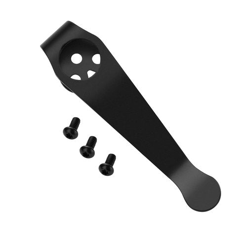 Titanium Deep Carry Pocket Clip for Spyderco Para 3, Paramilitary 2 and More Models Knives, Premium Custom-made Pocket Clip with 3 Pieces Screws, Black