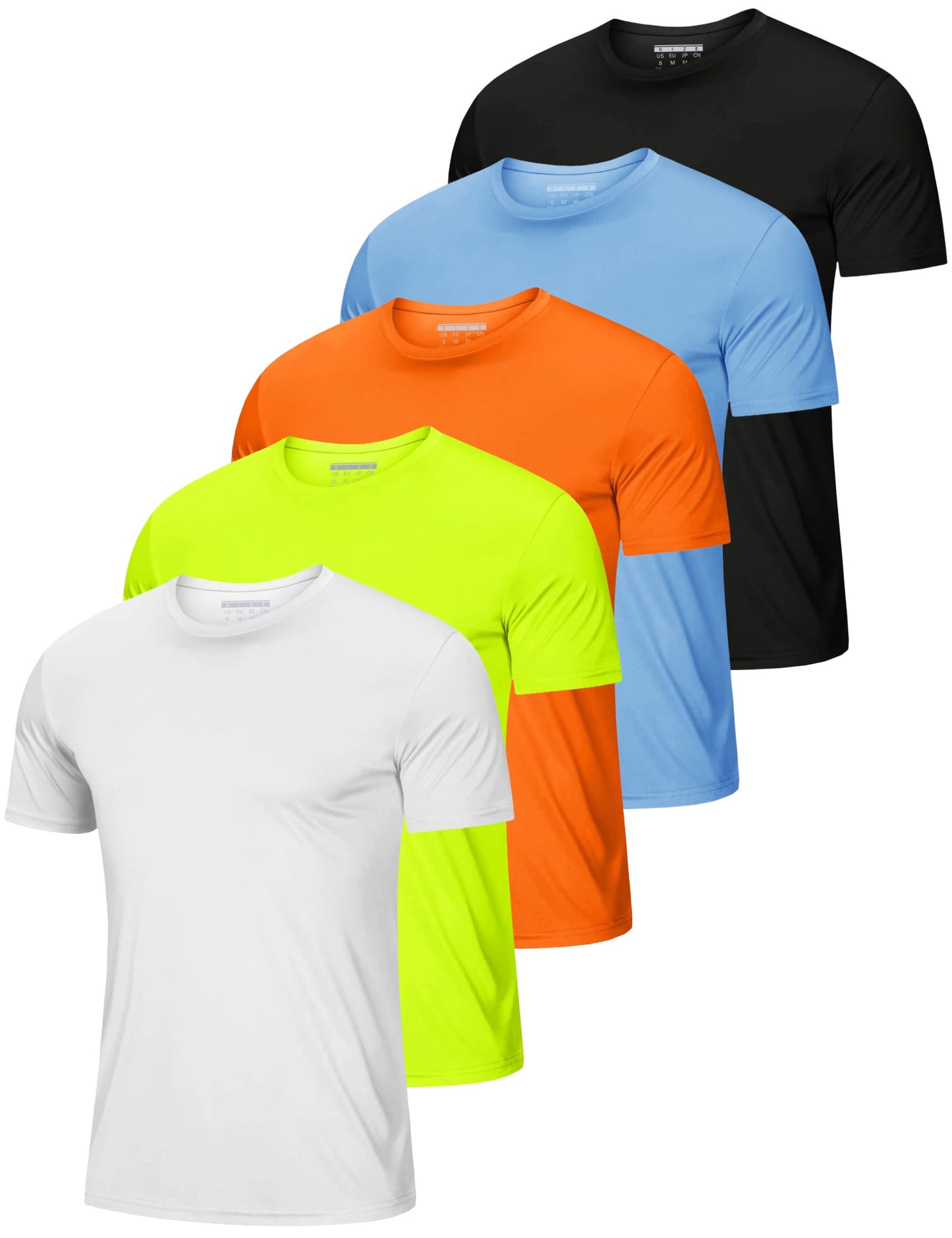 MAGCOMSEN 5 Pack Men's Workout Shirts Short Sleeve Athletic Quick Dry Moisture Wicking Running Gym Tee Tops UPF 50+ 2XL