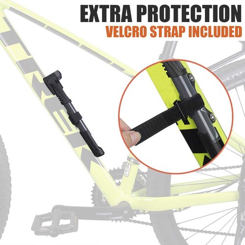 BV Mini Bike Pump Portable Frame Pump, 120PSI High Pressure - Smart Valve Fits Presta & Schrader