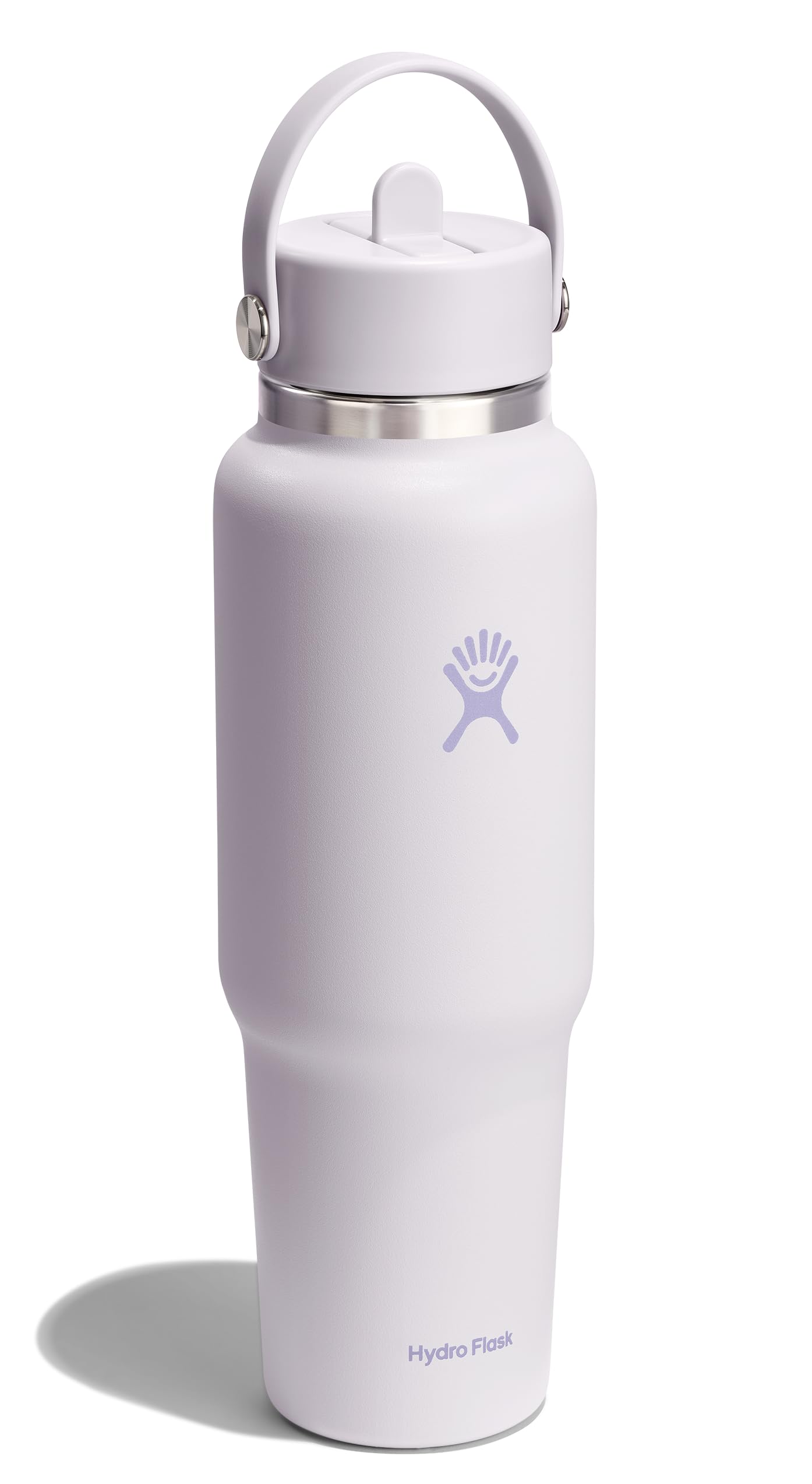 Hydro Flask Travel Water Bottle - Insulated Stainless Steel - Wide Straw Lid, Non Spill, Leakproof in 40 Oz Cloud Pink