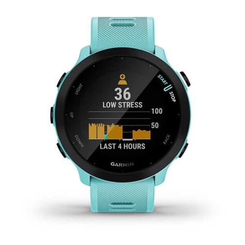 Garmin Forerunner 55, GPS Running Watch with Daily Suggested Workouts, Up to 2 weeks of Battery Life, Aqua One Size (Renewed)