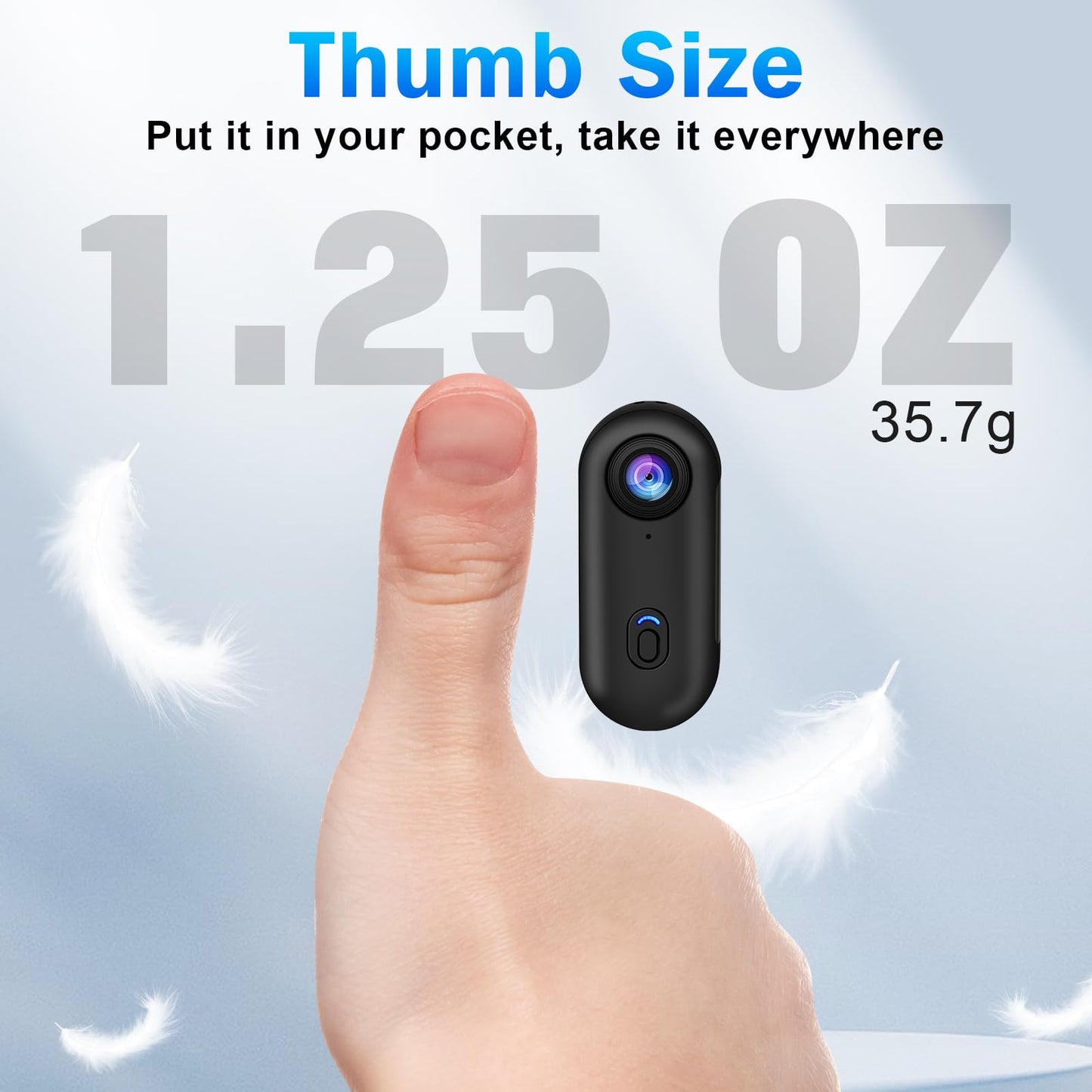 i3 4K Thumb Action Camera,Tiny Size, Mount Anywhere,Small Body Camera with Spring Clip,Portable Vlogging,Hands-Free POV Recording,Helmet Cam for Cycling,Motorcycle (with 128G-Card, Black)