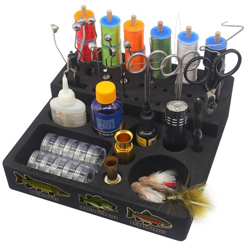 LURELINK Fly Tying Tool Caddy Organizer-Essential for Fly Tying Stations & Fishing Tool Organizer, Holds 20 Thread Spools with 10 Accessory Boxes
