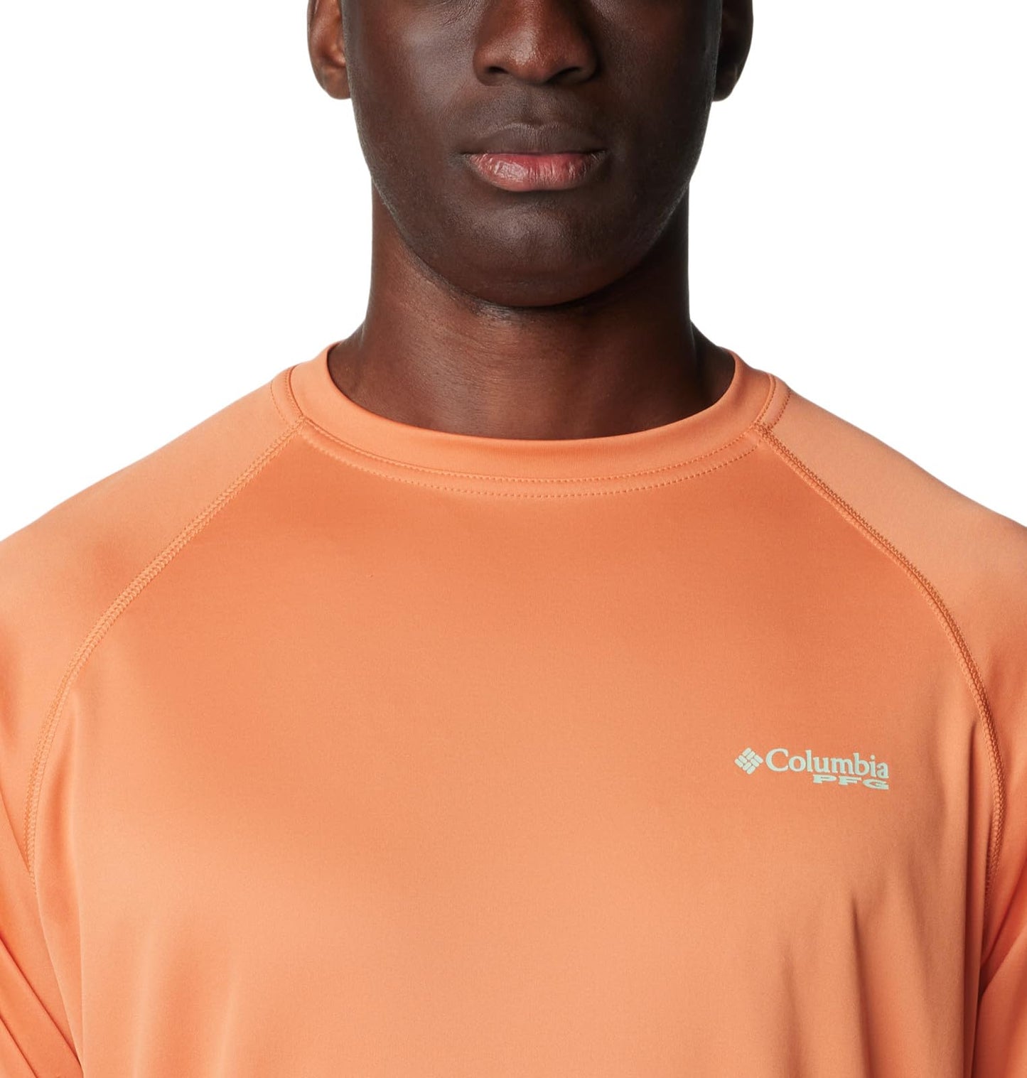 Columbia Men's Terminal Tackle Long Sleeve Fishing Shirt, Dusty Orange/New Mint Logo, 4X Tall