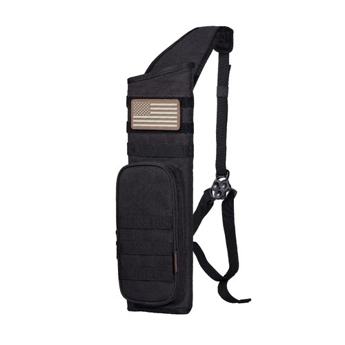 Legend Back Quiver - Tactical Arrow Holder, High-Density Polyester Fabric, Extra Shoulder Foam Padding - MOLLE System for Patches, Pouches - Zippered Storage for Archery & Hunting Accessories - Black