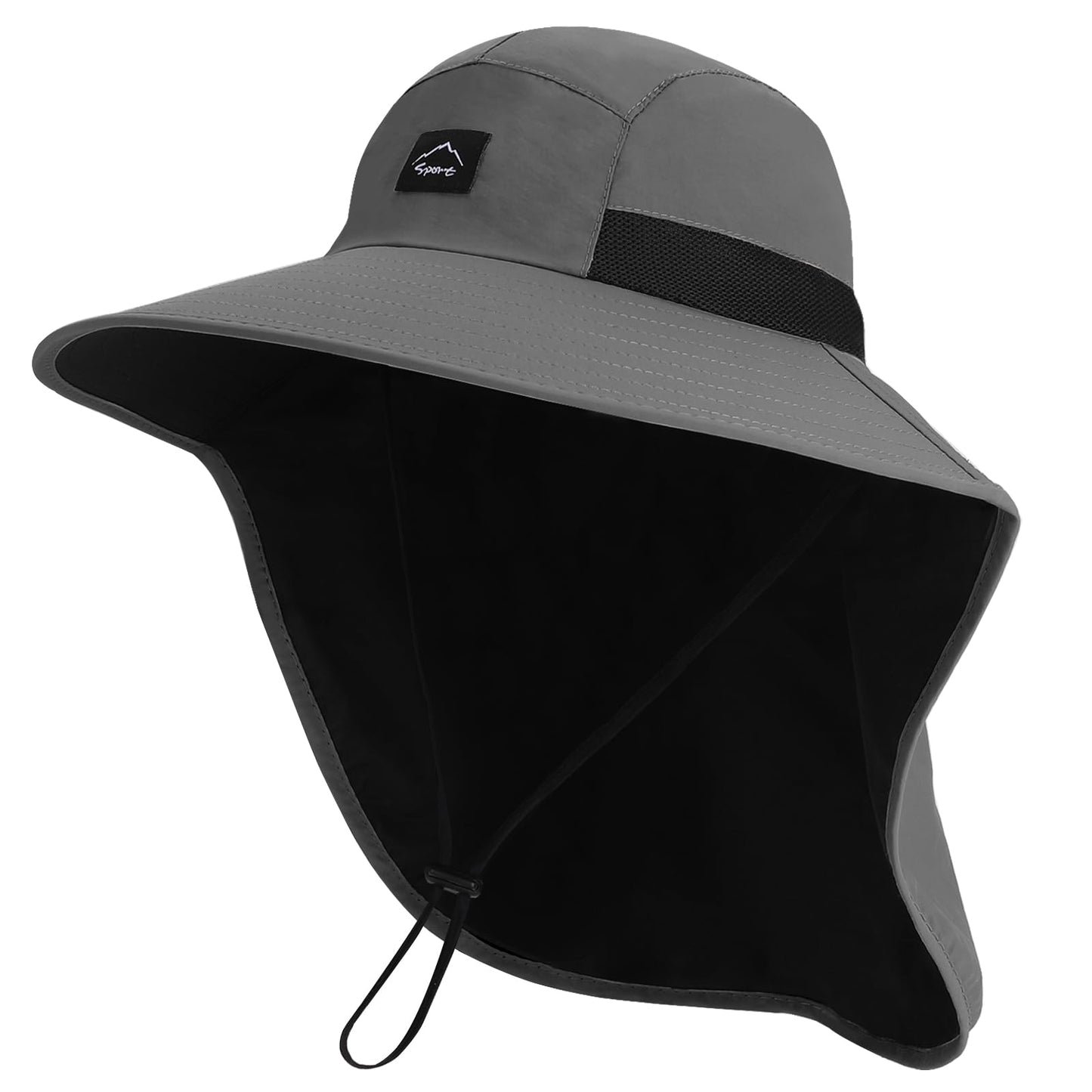 Rosoz Outdoor Sun Hat for Men Women, UPF50+ Protection Safari Cap Wide Brim Mesh Fishing Hat with Neck Flap Beach Garden