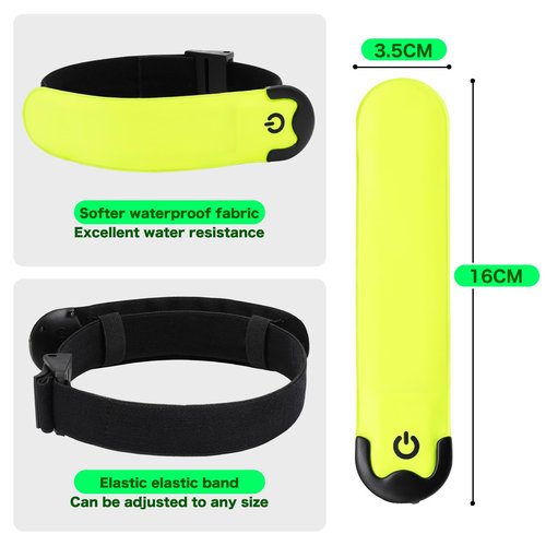 KOSKILL LED Armband Running USB Rechargeable(2 Pack), High Visibility Wristband for Runners, Joggers, Pet Owners, Cyclists, Adjustable Waterproof Reflective Bracelets for Night Running, Walking