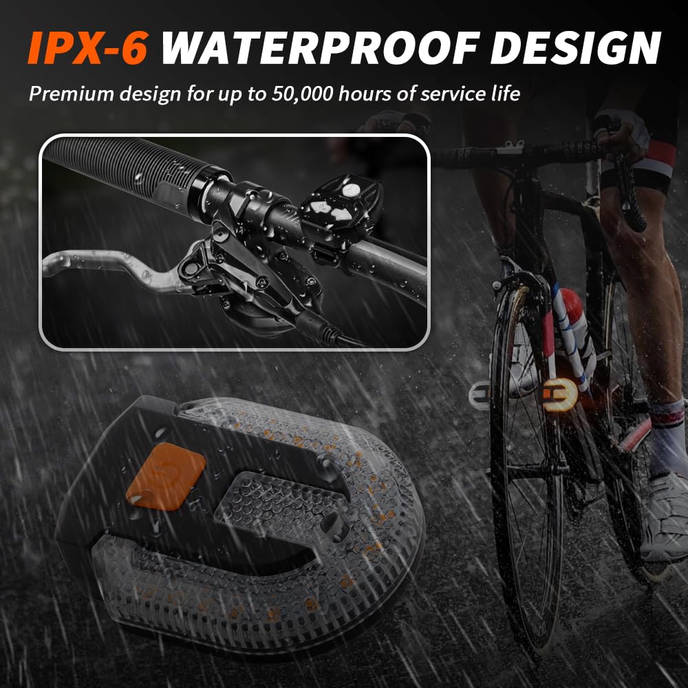 UPXSXT 4Pcs Turn Signals for Bicycles with Alarm, USB Charging Remote Control Split/Integrated Bike Tail Light 5 Modes Waterproof Strobe Bike Rear Lights Can be Mounted on Front and Rear of Bicycle