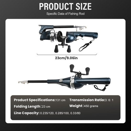 Fishing Pole Combo,4.3ft 2Pcs Telescopic Rods Set,Collapsible Carbon Fiber Fishing Rods Sea Saltwater Freshwater Kit Fishing Rod Reel Combos (Black 2set)