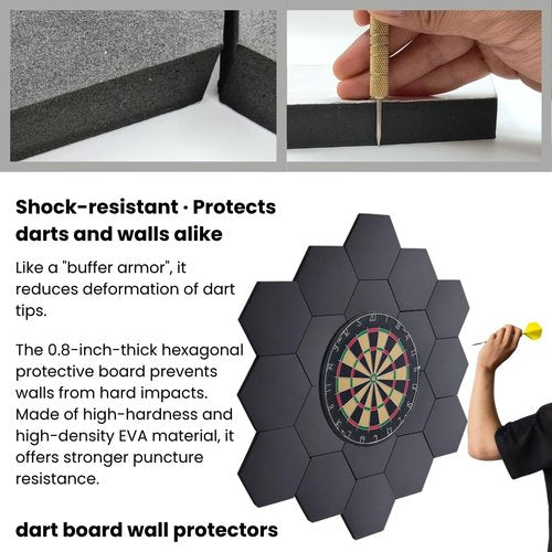 Juglok 18PCS Dart Board Wall Protectors,Extended Length Dartboard Wall Protector,Dartboard Surround Suitable for 18in Dart Board (Black)