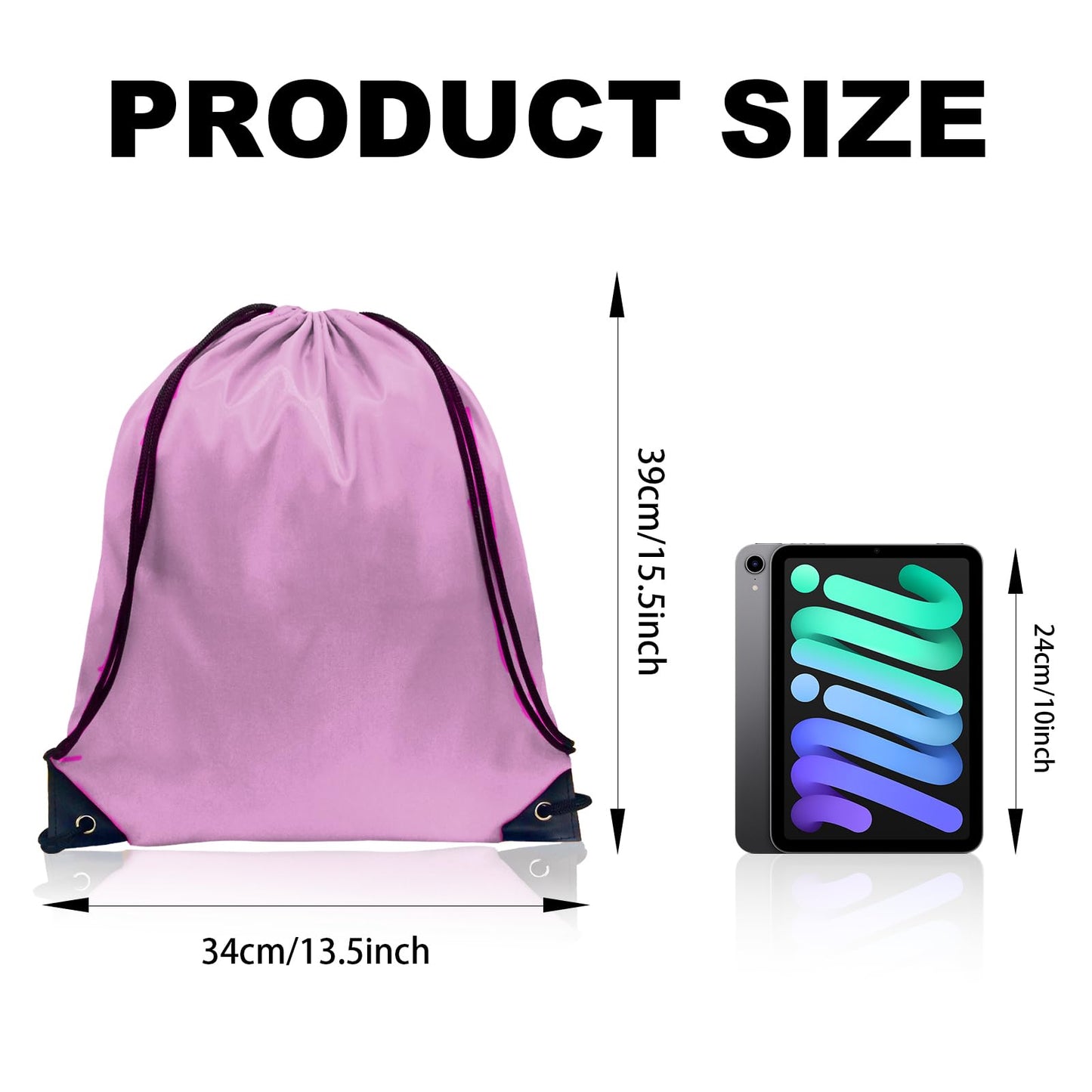 GoodtoU Drawstring Backpack Nylon Draw String Bags Pack Bulk Cinch Sack Gym Bag Drawstring Backpack for Sport, Traveling, Team (Pink, 16Pcs)