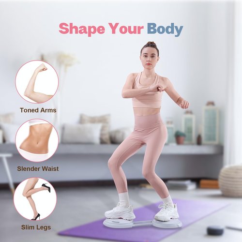 kisnbld Ab Twister Board, Waist Twister Machine with Counter & Resistance Bands, Adjustable Foot Spacing Waist Twisting Disc for Slimming, Toning and Fitness, Core & Ab Workout Disc