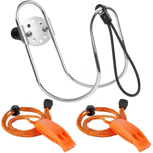 Stainless Steel Life Ring Buoys Holder and Safety Emergency Whistles Kit Horseshoe Bracket Plastic Mount Well
