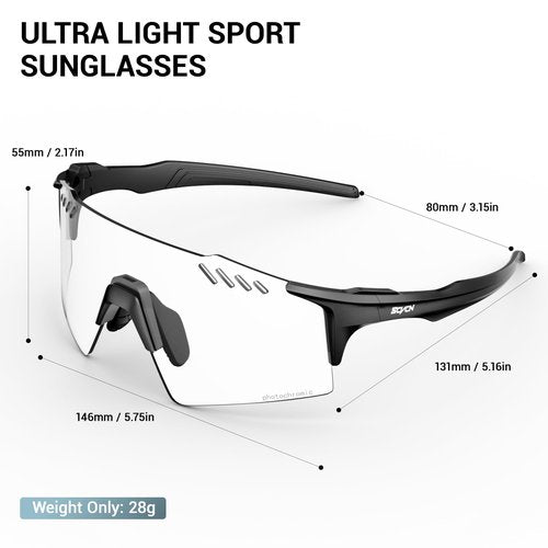 SCVCN Photochromic Cycling Glasses UV400 Protection for Women Men Cycling Glasses TR90 Frame MTB Running Mountain Bike Glasses Riding Baseball Bicycle Driving 01 Black