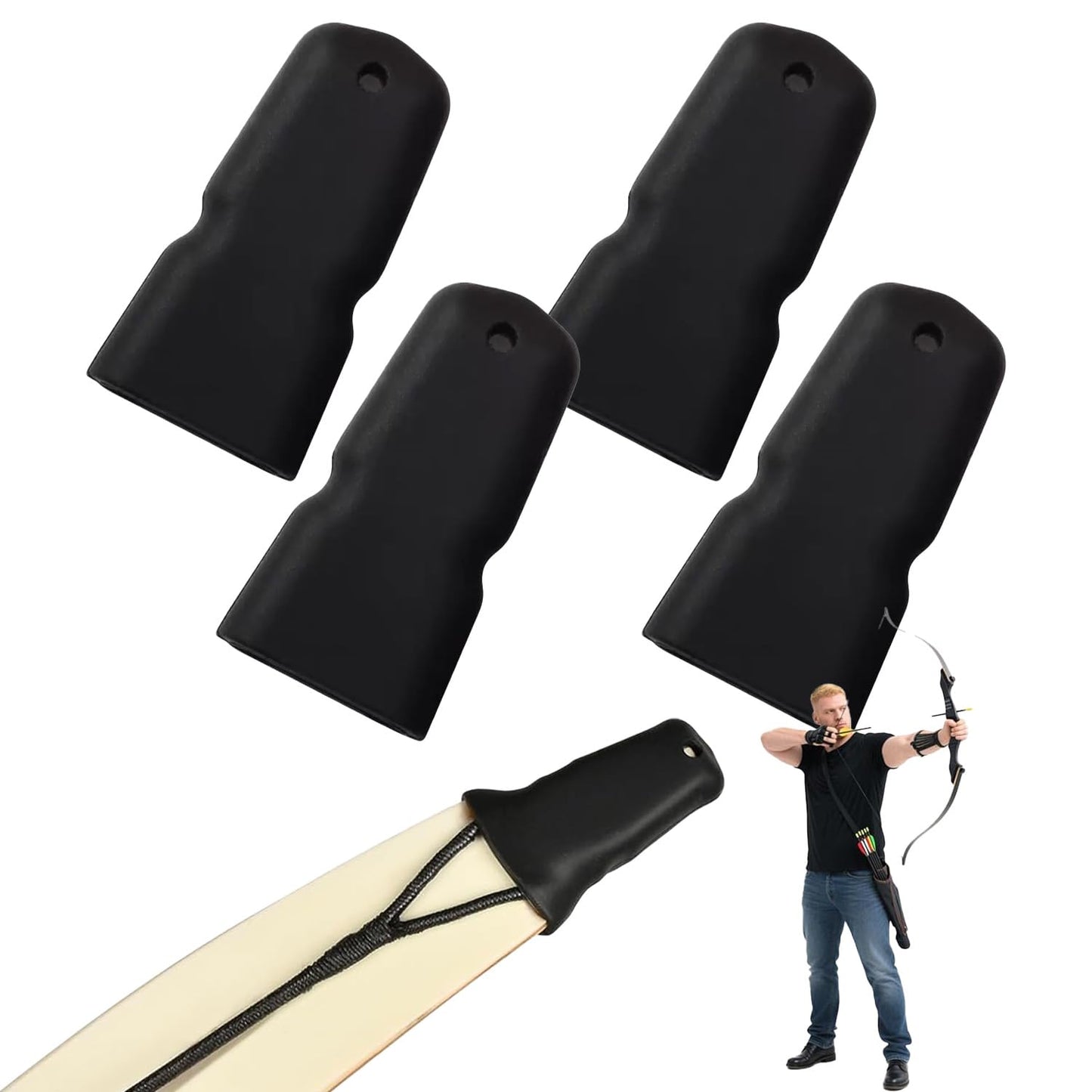 Youven 4 Pcs Recurve Bow Tip Protector, Archery Accessories for Recurve Bow & Longbow, Longbow Tip Guard, Bow Hunting Accessories