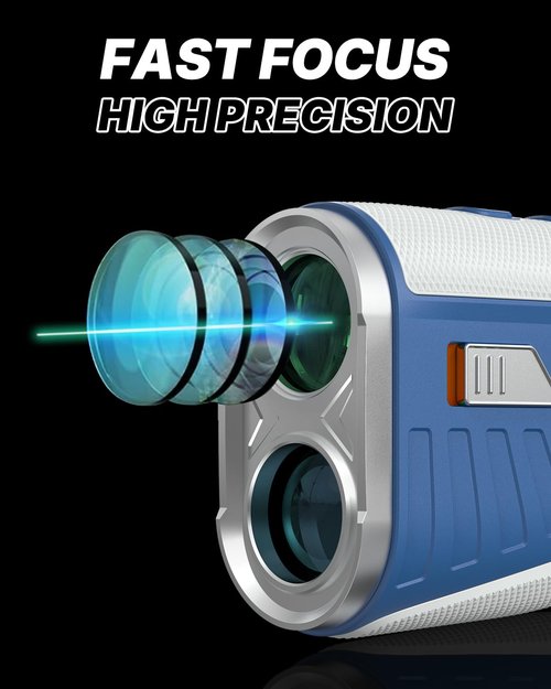 WOSPORTS Golf Rangefinder with Slope Switch, 1200 Yards Range Finder for Golfing & Hunting, ±1yd Accuracy, 0.3s Flag Locking Vibration, Rechargeable, Blue/White