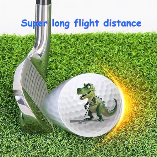 Dinosaur Pattern Colored Golf Balls - 6 Pack Fun Golf Practice Balls
