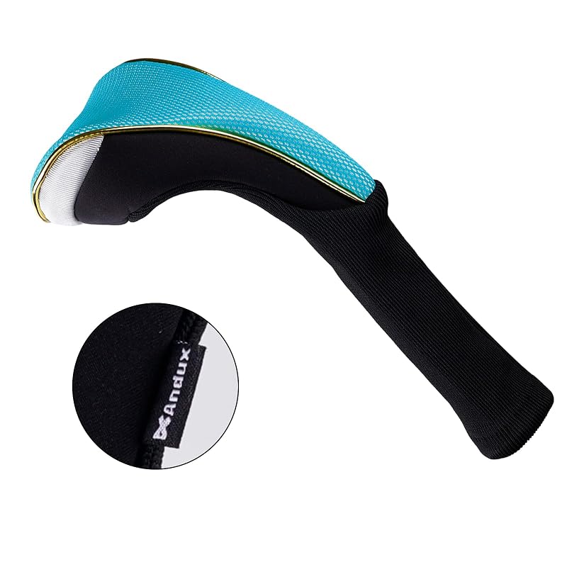 Andux 5Pcs Golf Head Covers Set - Pull-on, Light Blue, Long Neck, With Number Dial (MT/ZH15) Variation