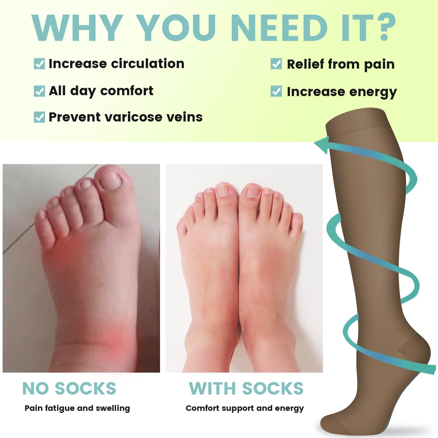 Copper Compression Socks 15-20 mmHg for Men & Women 8 Pairs – Circulation Support for Nurses, Travel, Running, Hiking, Soccer,Gift,Pregnant, Nurses(L/XL)