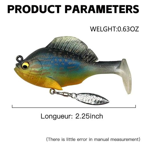 Ultimate Lure 6Pcs Hand Poured Underwater Jig Head Paddle Tail Spinner Blade Soft Pre-Rigged Fishing Weedless Lures with Gillies Sleeper Swimbait 2.25in/0.63oz