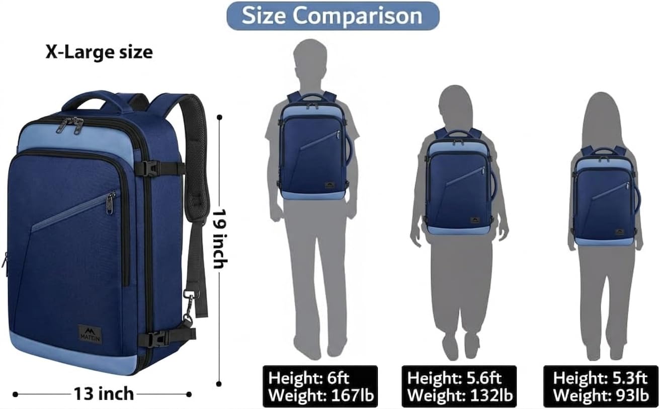 MATEIN Expandable Travel Backpack, Large Capacity Carry on Backpack for Men