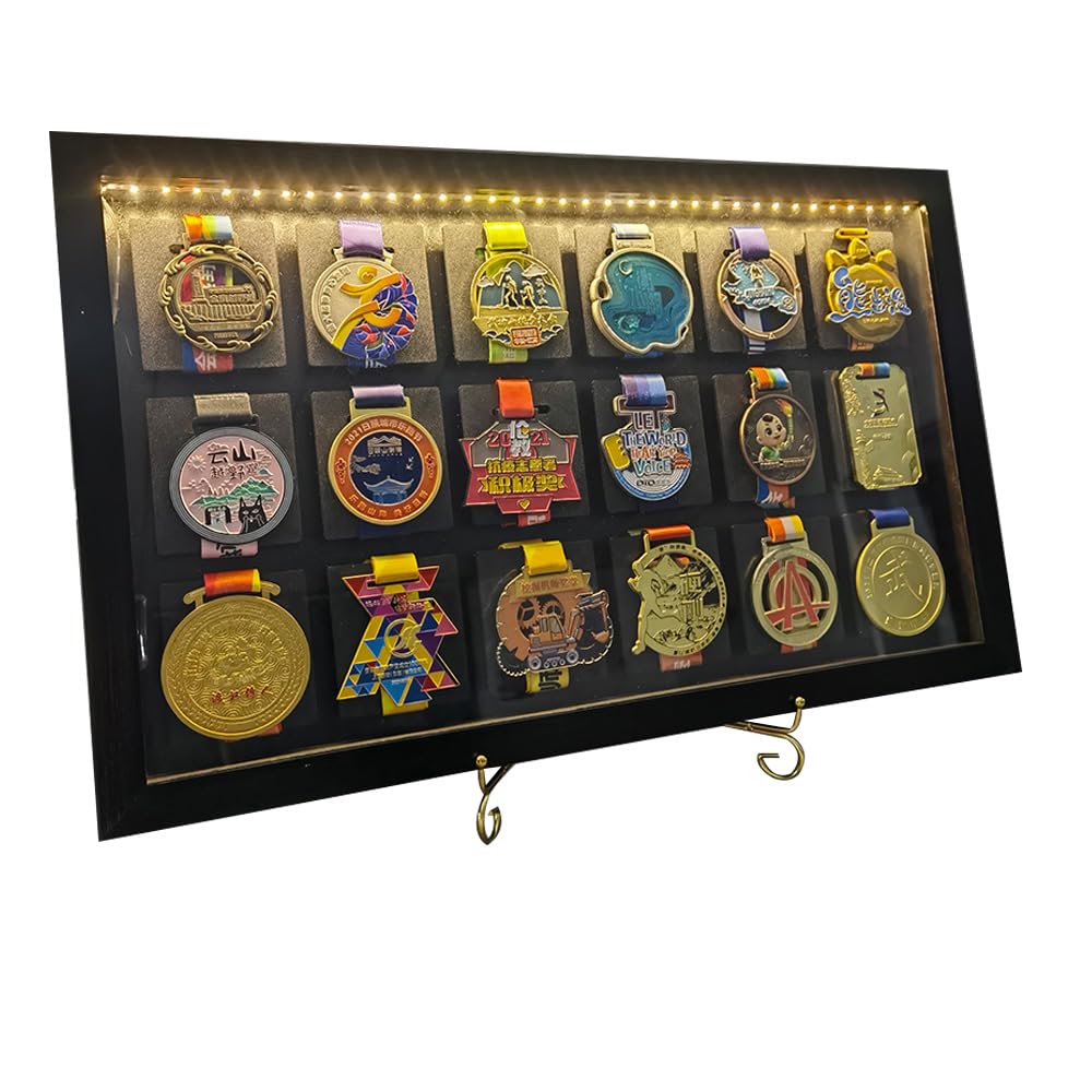 Medal Shadow Box- Military Medal Display case- Badge Display case 3D Medal Box Photo Frame, Runner, Marathon, Race Champion, Football, Gymnastics and All Sports Medals Medal Badges