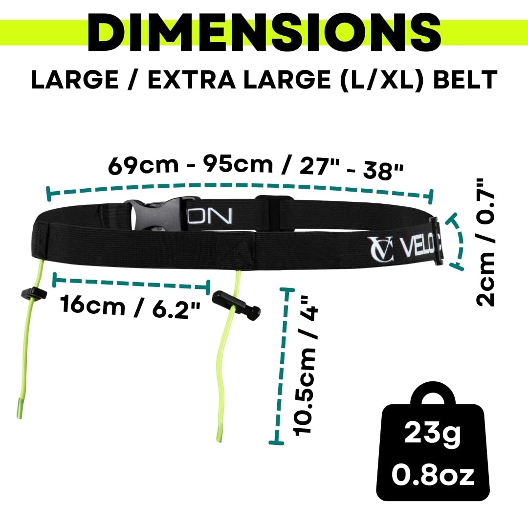VeloChampion Lightweight Running Belt Waist Pack for Men Women - Elasticated Stretch Fit Race Number Holder - No Pins - 3 Sizes - Run. Triathlon. Cycle. Marathon. Jogging (1, Large)