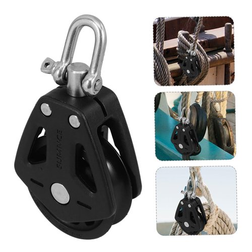MUSISALY 2Pcs Nylon Boat Pulley with Smooth Rotating Bearing Double Head Block for Sailboats Equipment High Load Capacity Durable Versatile Accessories