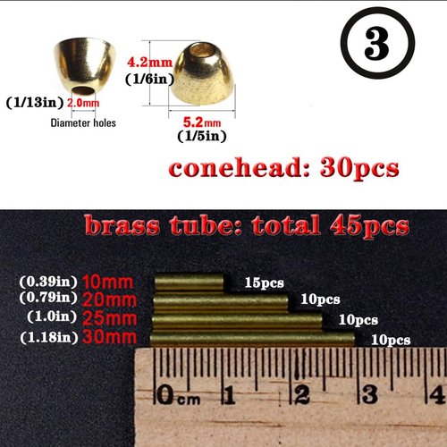 Tube Fly Tying Kit 80PCS Combo Fly Tubing Tools Set Fly Tube Adapter & Cutter with Brass Tube Cone Beads Fly Tying Materials