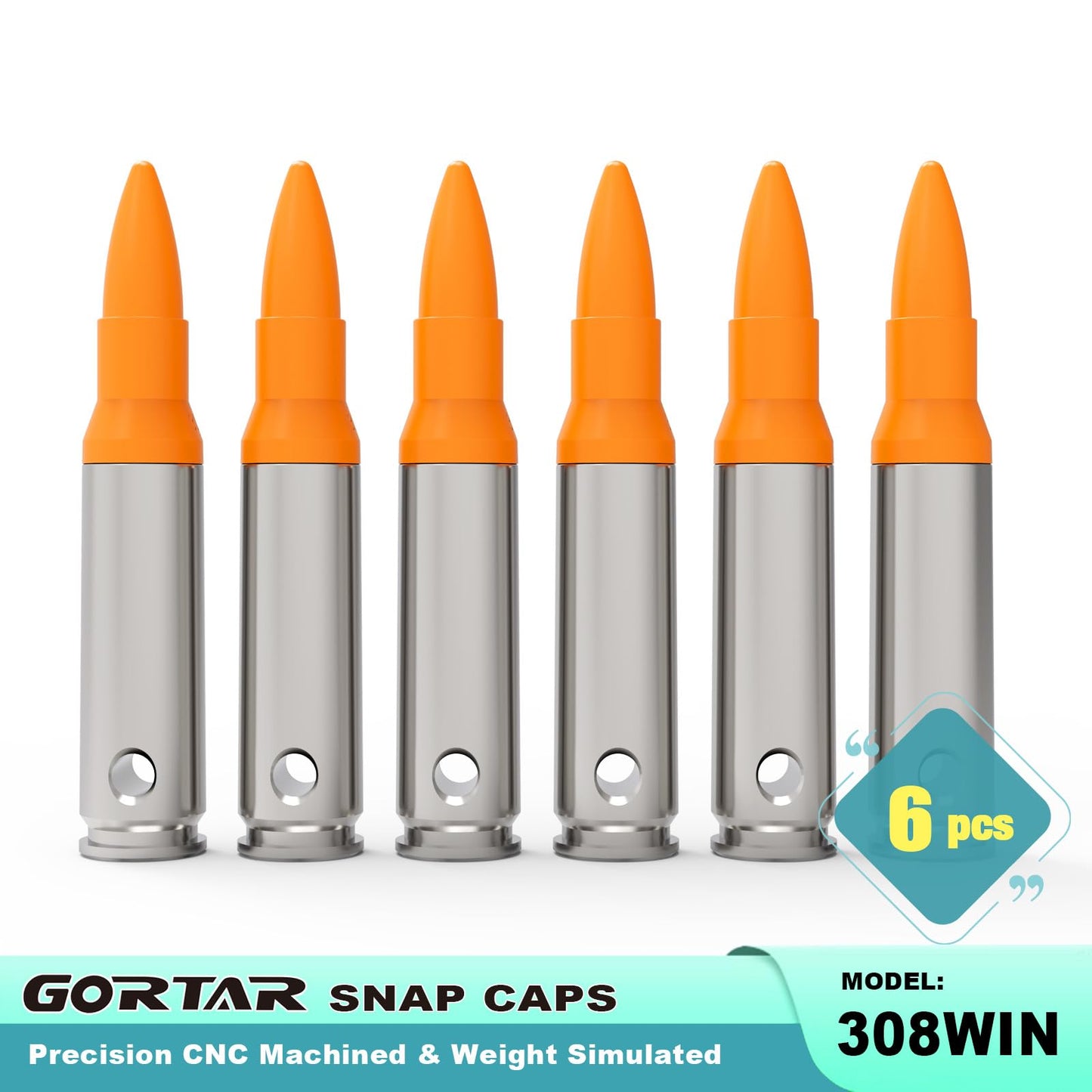 GORTAR 308Win Snap Caps Training Dummy Rounds Practice Safe Loading Firing Close to Real Weight -6 Pcs