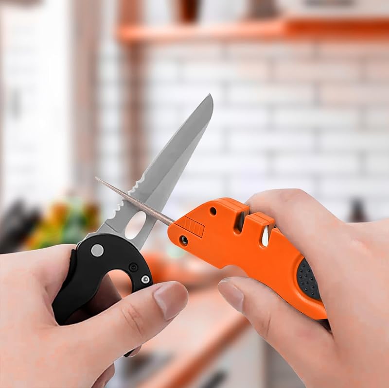 Viro 6-in-1 Pocket Knife Sharpener & Survival Tool - Orange