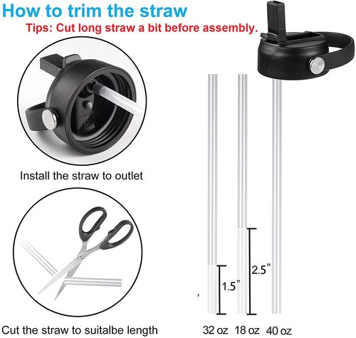 Straw Lid for Hydro Flask Wide Mouth Water Bottles, Top Lids with Straw Compatible with Hydro Flask 32 41 oz, Replacement Cap Wide Mouth Accessories Flip Lid Flex Handle, Black