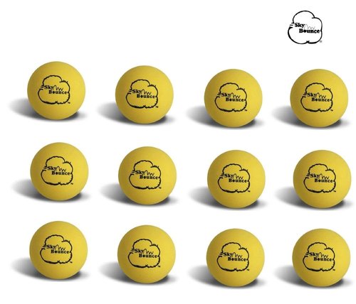 Sky Bounce Color Rubber Handballs for Recreational Handball, Stickball, Racquetball, Catch, Fetch, and Many More Games, 2 1/4-Inch, Yellow, 12 Count