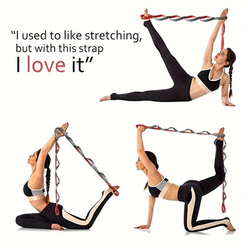 Yoga Strap Non Elastic Stretch Band for Physical Therapy, Stretching Strap with Loops For Stretching Equipment, Stretch Bands for Exercise and Flexibility - Fascia, Hamstring & Leg Stretcher Belt (Pink)