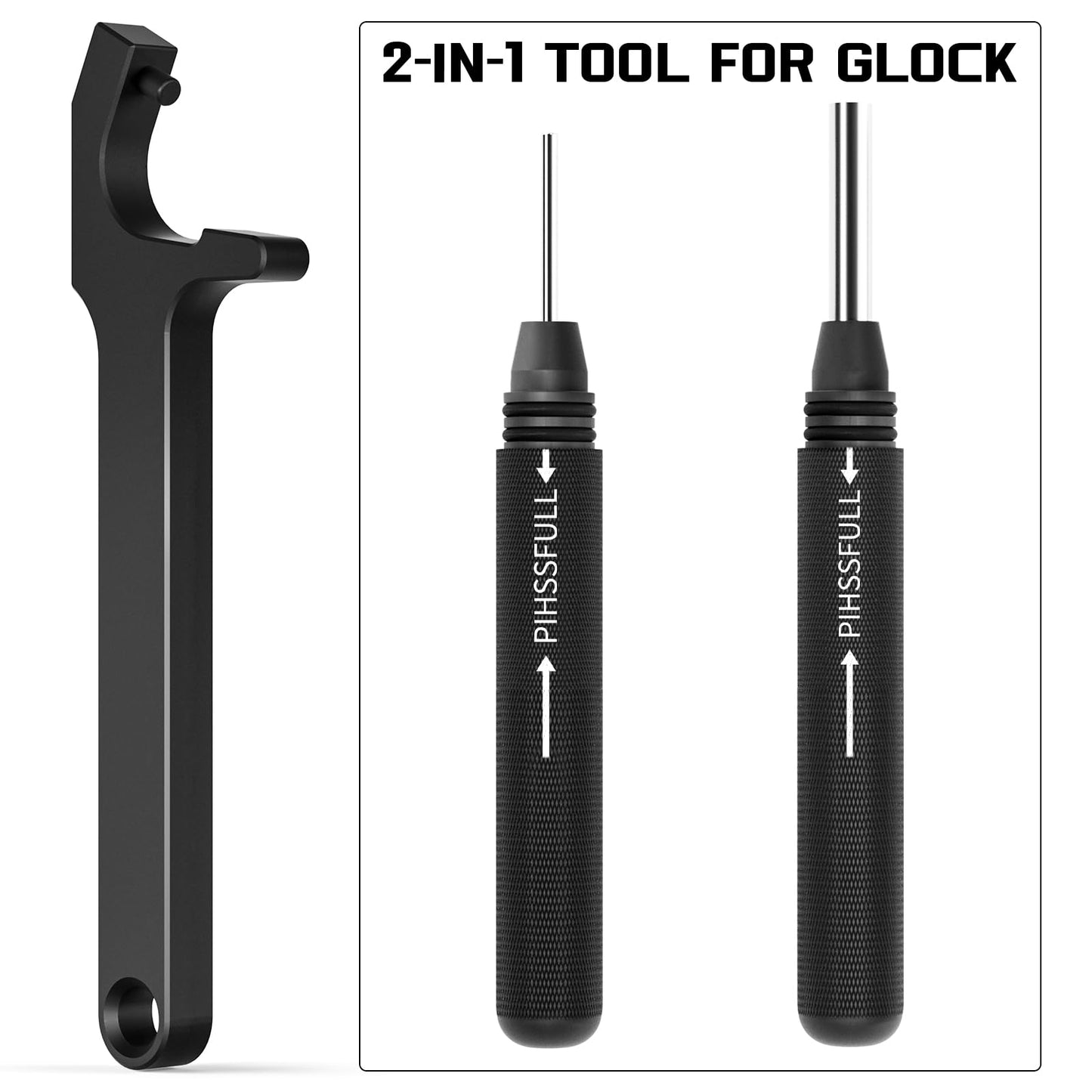 2-in-1 Tool Kit for Glock with Front Sight Remove, Magazine Disassembly,Pin Punch Tool for Glocks 19 19x 17 26 27 43 43x Accessories