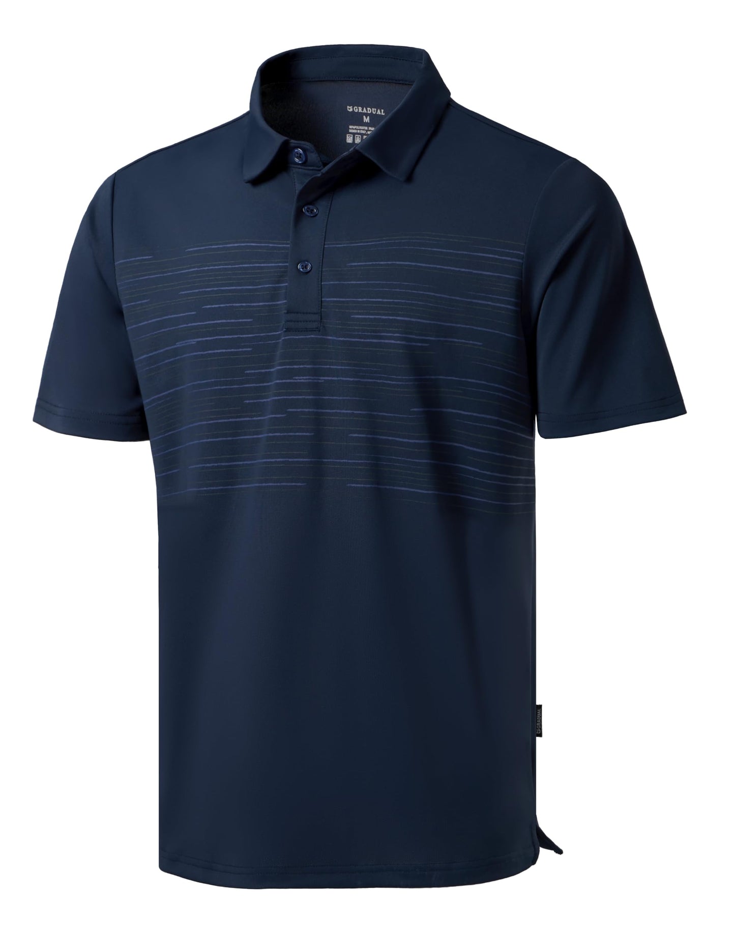 Men's Golf Shirts Dry Fit Moisture Wicking Performance Short Sleeve Collared Polo Shirts for Casual Tennis Bussiness (Navy Coloured Lines, XXXL)