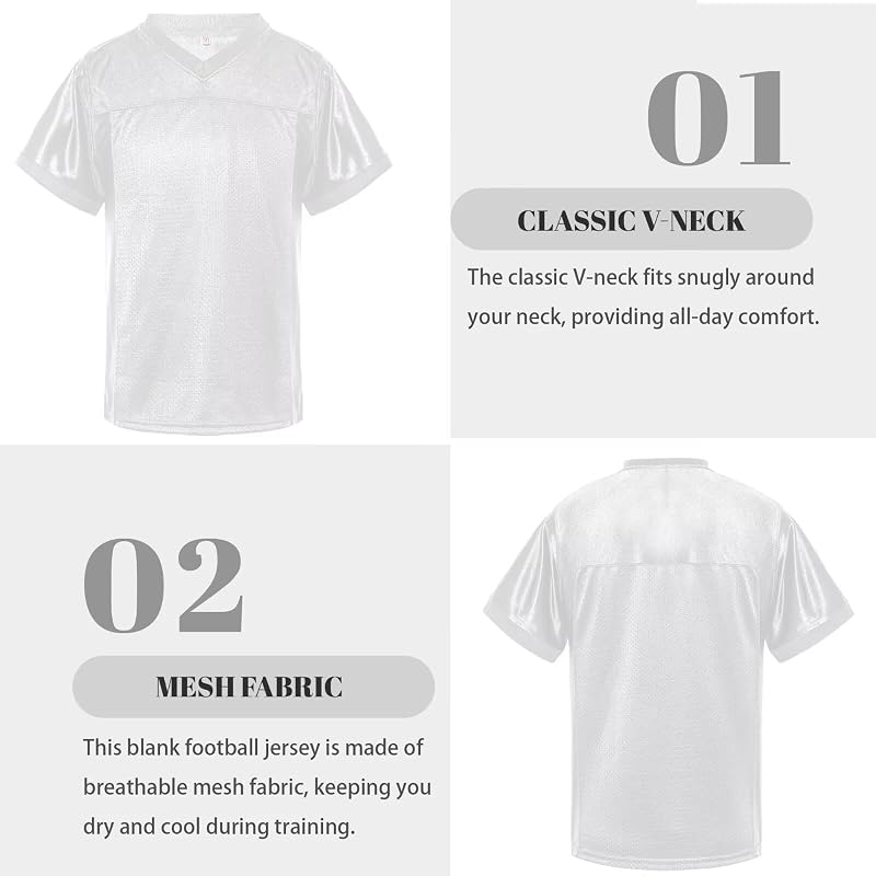 BabyHealthy Youth Football Jersey - White, Medium, Mesh Practice Shirt for Soccer & Hip Hop