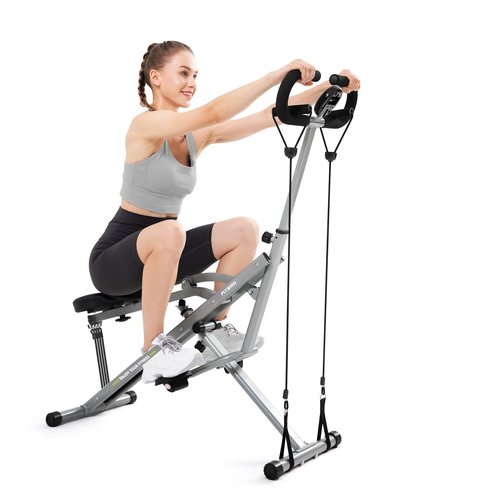FLYBIRD Gray Squat Machine, Ride Rowing Machine for Glute Core Legs Cardio Exercise, 4 Adjustable Resistance Levels, Foldable & Easy Setup, Full Body Workout Home Gym, 350 LBS Capacity