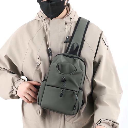 OKKID small waterproof sling bag with water bottle holder crossbody sling backpack for men women chest bag for hiking travel