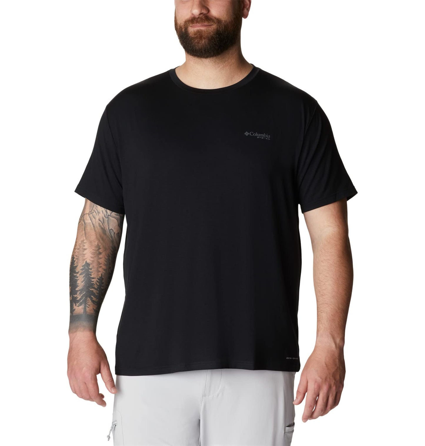Columbia Men's PFG Fish Flag Tech Tee Short Sleeve, Black/Graphite Gradient, Large