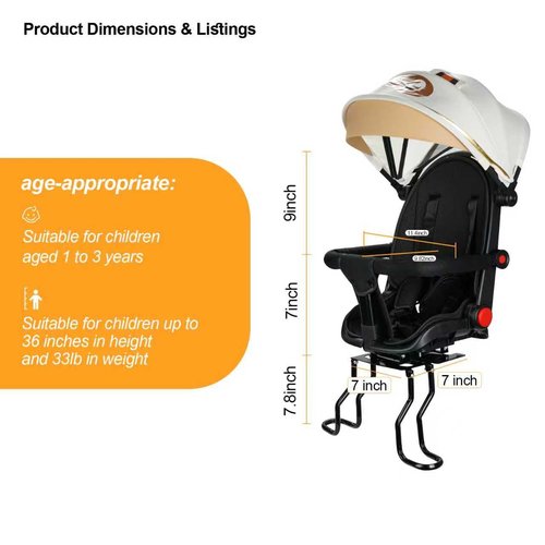 XIEEIX Rear Child Bike Seat, with Rain Shelter Backrest Rear Bike Seat, Foldable Rear Mounted Child Bike Seat, 2025 New Comfortable Child Rear Seat, Suitable for Most Bicycle Rear Frames