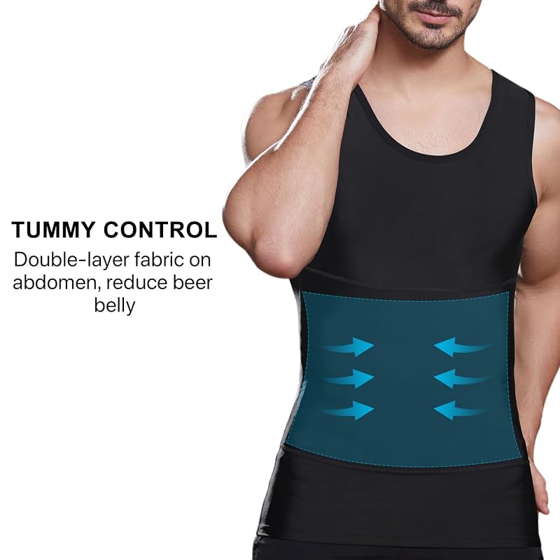 Lgtfy 2 Pack Mens Compression Tank Top Shapewear Slimming Vest - Black XX-Large