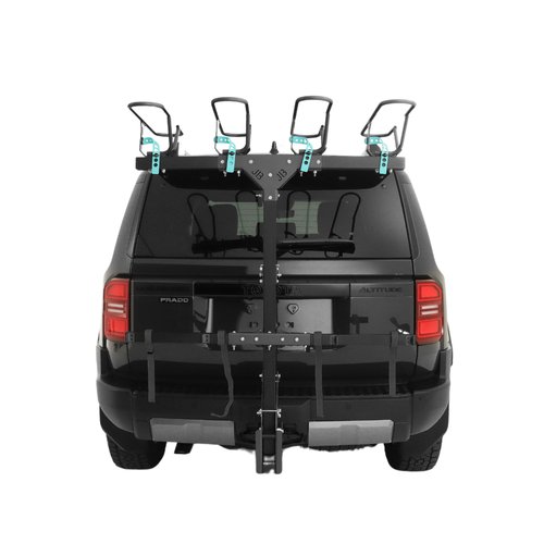 JB Racks 4-Bike Vertical Hitch Bike Rack with Free Slow Fold Strut for Vehicles with 2-Inch Class III Hitch, Easy-Load Design, Black