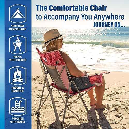 Portable Beach Chair for Adults - Kijaro Journey Print Beach Folding Chair, Steel Frame Foldable Beach Chair, High Beach Chair with Cooler Pocket, Outdoor Folding Chair