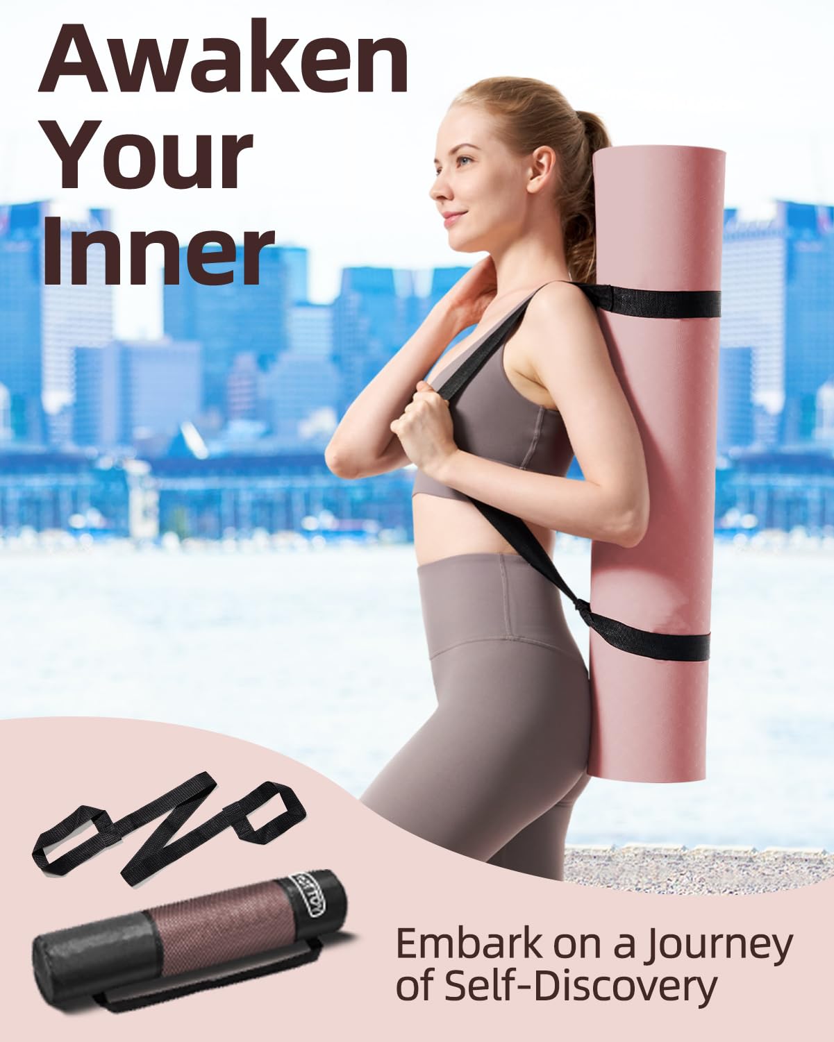 Thick Yoga Mat, YOTTOY Large 72"x 32"x1/3" Widen Professional Non-Slip Alignment Marks Yoga Mats,Eco-Friendly TPE Odorless Mats for Women Men Home Workout with Strap Bag (Blue)